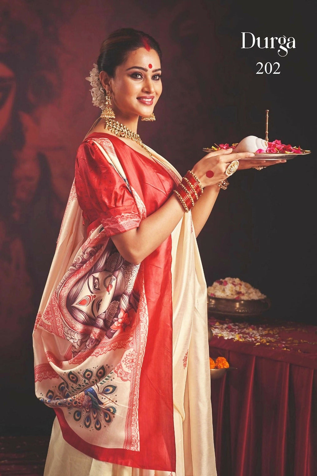 Joban Fashion Silk Blend Off White Color Garad Saree | Grocsy