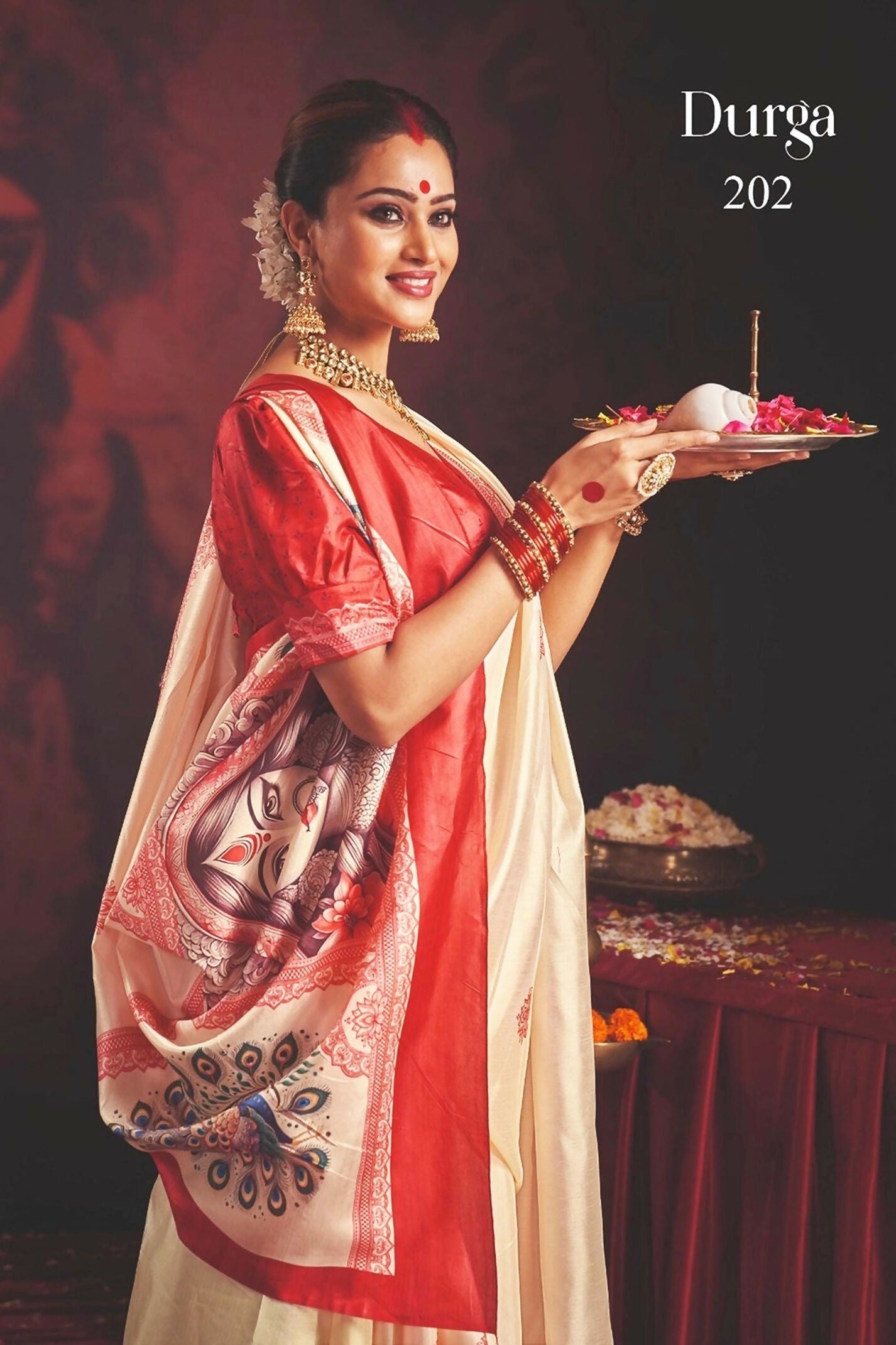 Joban Fashion Silk Blend Off White Color Garad Saree | Grocsy
