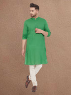 Even Apparels Men's Pintuck Fancy Green Kurta | Grocsy