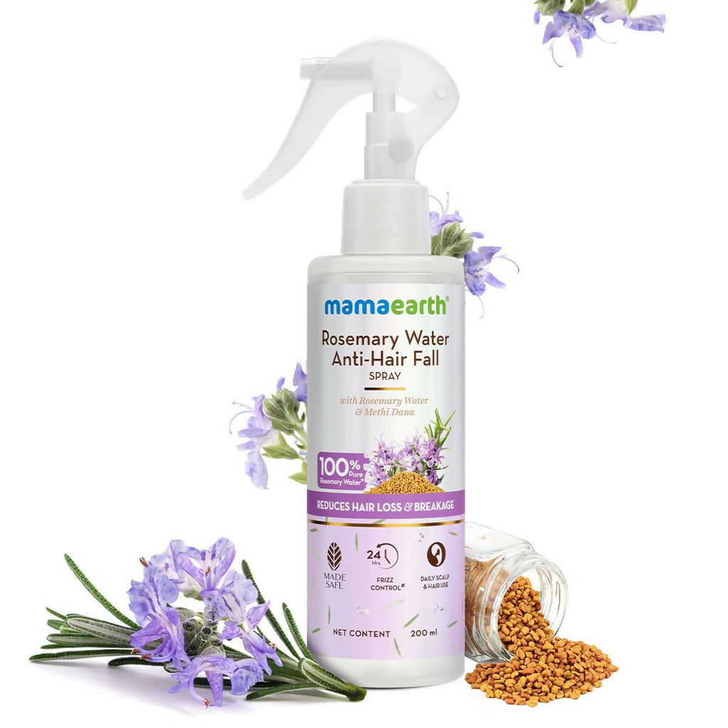 Mamaearth Rosemary Water Anti-Hair Fall Spray with 100% Pure Steam Distilled Rosemary Water & Methi Dana for Hair | Grocsy