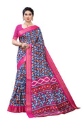 Vamika Blue Linen Jari Border Saree (JANKI Blue) | Grocsy