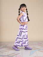 Snakes and Ladders Girls Purple Table Print Top and Pant Set from Siblings Collection | Grocsy