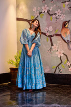 Casual Designer Sky Cotton Silk Gown - Anbazaar | Grocsy
