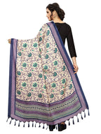 Vamika Beautiful Navy Blue Printed Khadi Bhagalpuri Dupatta | Grocsy