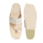 Stepsoft Men'S Cream Kolhapuri Chappal | Ethnic Leather Slip-On For Wedding & Festive Wear | Grocsy