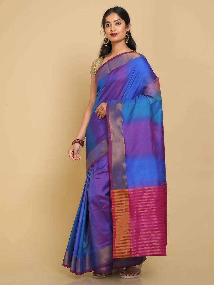 Kalamandir Ikkat Print Multi Uppada Saree With Pink Blouse | Grocsy