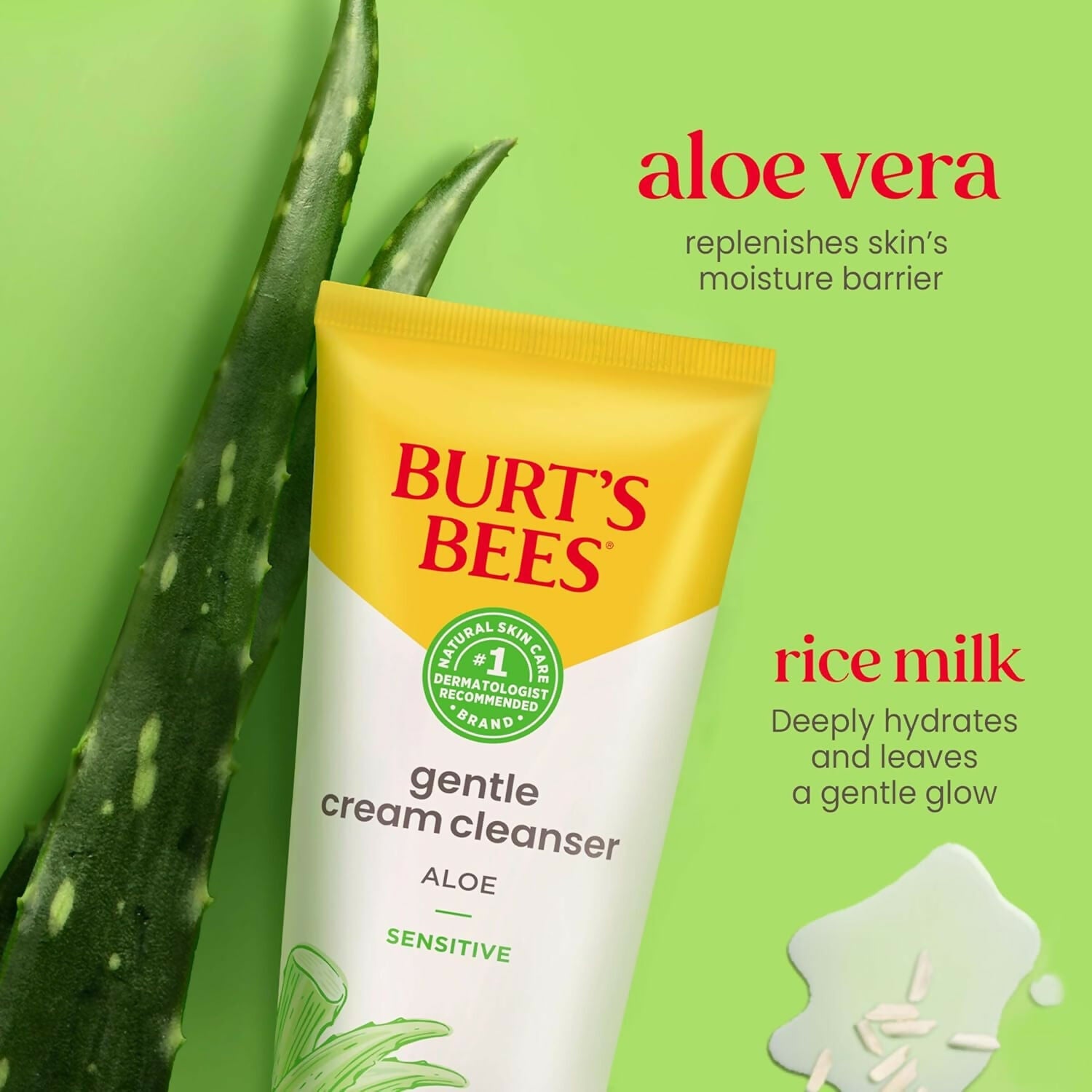 Burt's Bees Gentle Cream Cleanser with Aloe for Sensitive Skin | Grocsy