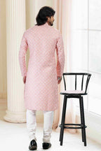 Raivat Ethnic Cotton Thread Work Kurta Pajama In Peach Colour | Grocsy