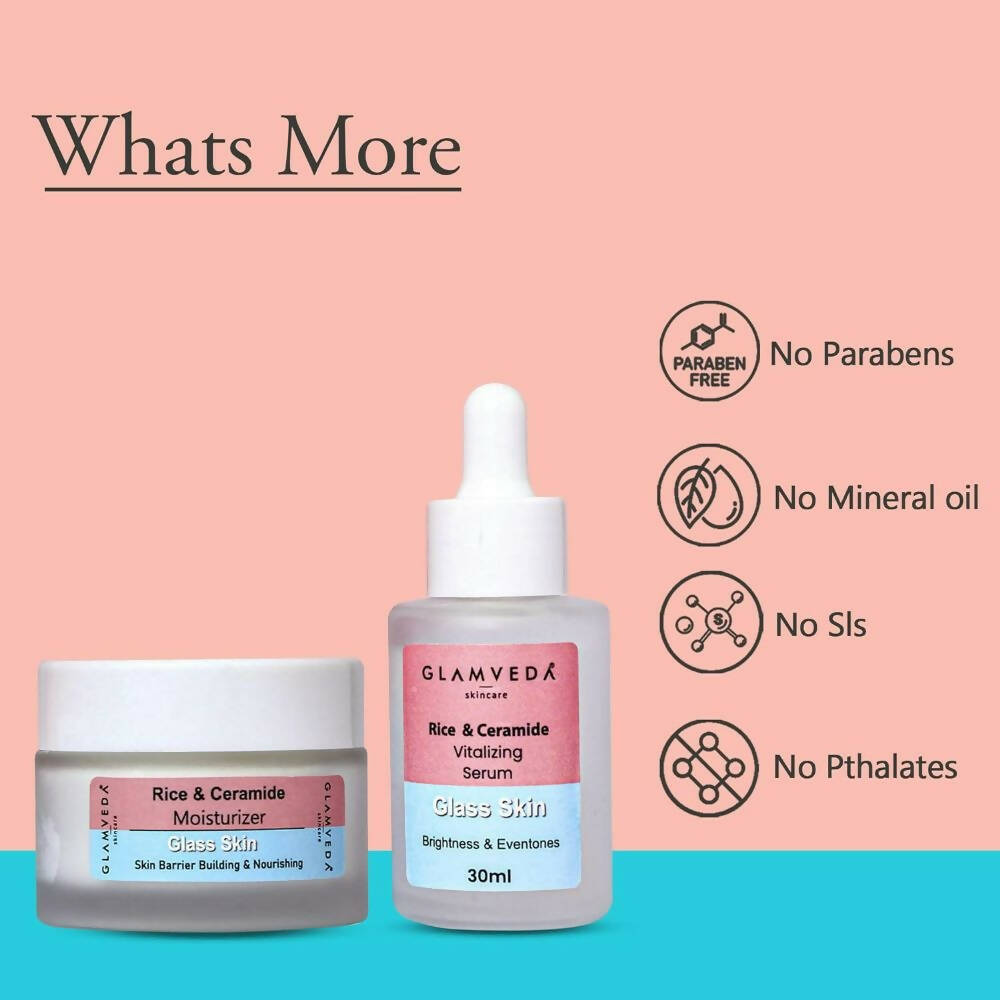Glamveda Korean Glass Skin Rice & Ceramide Dewy Sunscreen Spf 50 Pa+++ | Grocsy
