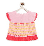 ChutPut Hand knitted Crochet Vibey Dress For Baby Girls - Pink | Grocsy