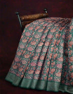 Light Green Lotus Print Semi Chanderi Saree By Gayathri Reddy Designer Studio | Grocsy