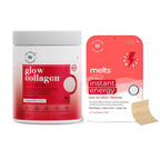 Wellbeing Nutrition Glow Korean Marine Collagen Peptides & Melts Instant Energy Oral Strips Combo | Grocsy