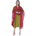 A R Silk Women's Mirror Work Orgenza Cotton Red Dupattas and Chunnis | Grocsy