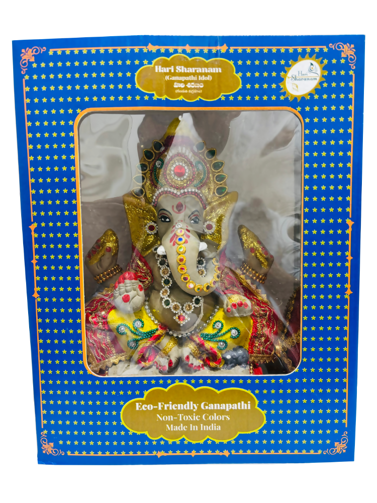 Eco-Friendly Ganesh Idols (Non-Toxic Colors) With Chatri, Kumkum & Akshat | Grocsy