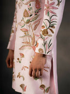 Pink Hand Embroidered Indowestern Sherwani by Hilo Design | Grocsy