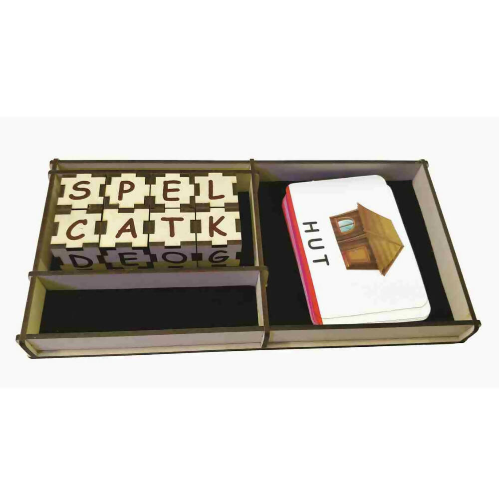 Kraftsman Wooden Spell Tutor Spelling Learning Game With Flash Cards | Educational Toys & Return Gift | Grocsy
