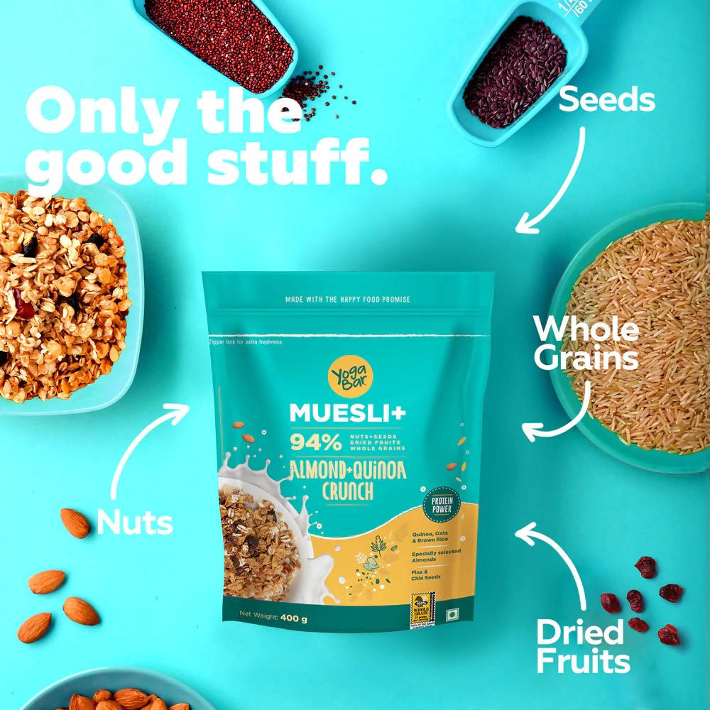 Yoga Bar Almonds + Quinoa Crunch Wholegrain Muesli | Grocsy