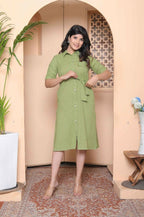 Miravan Womens Green Party Dress With Belt | Grocsy