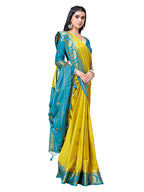 Mimosa Women's Yellow Mysore Silk Crepe Saree With Blouse | Grocsy