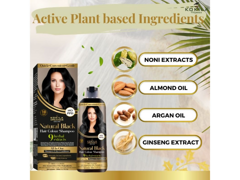 Kokila Organics NO PPD Shampoo Hair Colour - Black | Grocsy