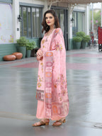 Joban Fashion Pink Position Digital Print With Position Foil Kurta Set | Grocsy
