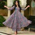 PartyWear Designer Blue and Pink Pure Maslin Palazzo Suit - Anbazaar | Grocsy
