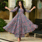 PartyWear Designer Blue and Pink Pure Maslin Palazzo Suit - Anbazaar | Grocsy