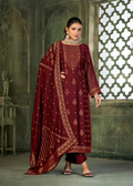 Maroon Viscose Pasmina Mina Work Kurta & Bottom with Dupatta - Natasha | Grocsy