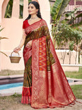 Shree Shyam Fashion Mehndi Pochampally Silk Saree | Grocsy