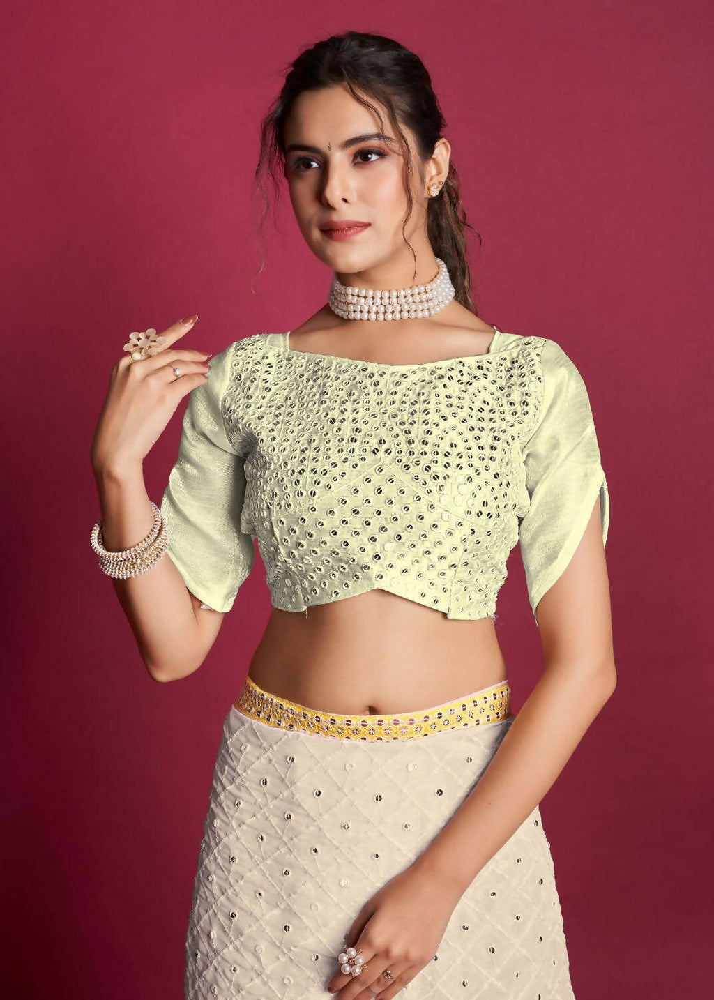 Vamsee Yellow & White Georgette Designer Saree | Grocsy