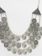 NVR Women's 3 Layered Artificial Beads German Silver Oxidised Necklace | Grocsy