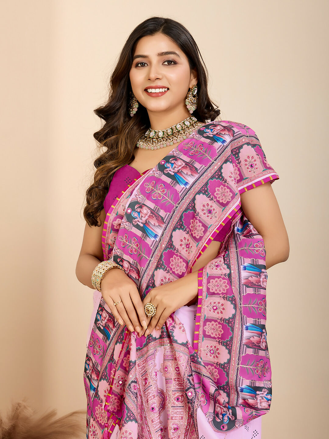 Purple Muslin Cotton Designer Digital Printed Saree - Lavisha | Grocsy