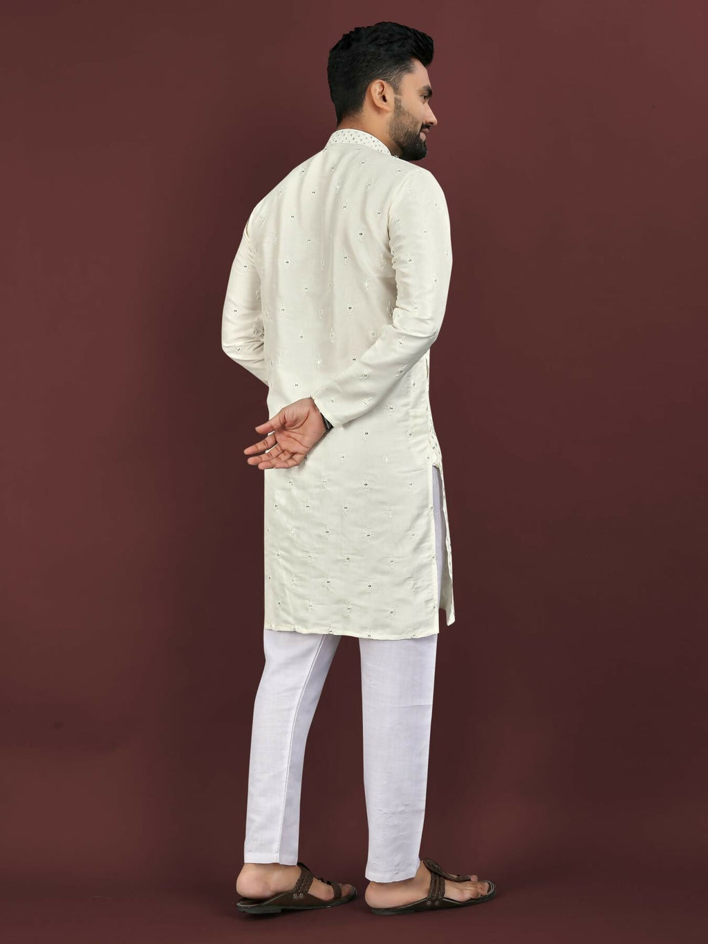 Anaita White Embroidered Silk Straight Kurta | Grocsy