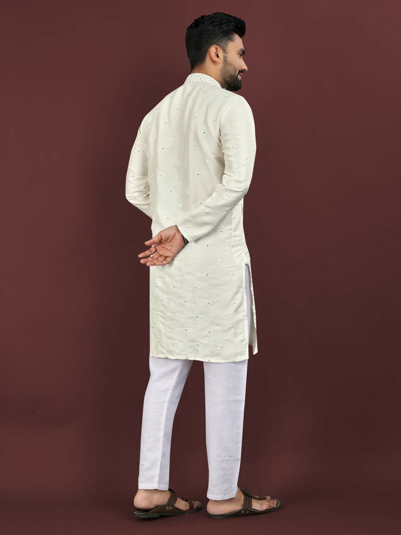 Anaita White Embroidered Silk Straight Kurta | Grocsy