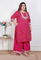 Miravan Plus Size Women'S Embellished Ethnic Cotton Kurta With Palazzo | Grocsy