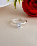 VOJ white CZ-detail Stainless Steel Cubic Zirconia Silver Plated adjustable finger Ring | Grocsy