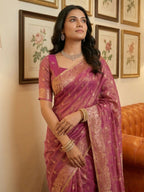 Shree Shyam Fashion Wine Tissue Silk Saree | Grocsy