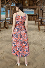 Souchii Multicolour Abstract Print Fit & Flare Midi Dress | Grocsy