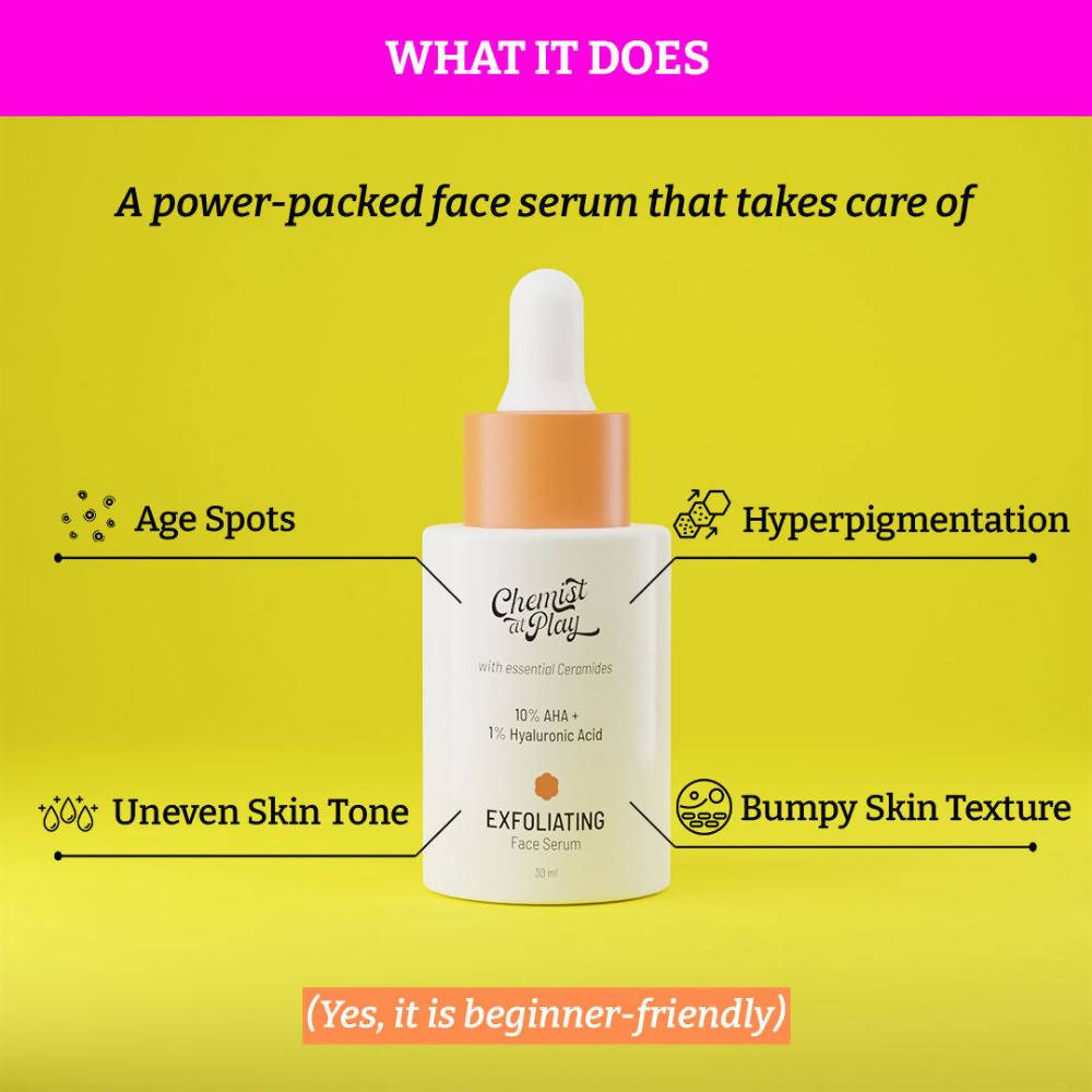 Chemist At Play Exfoliating Face Serum For Removes Dead Skin Cells, Provides Glow | Grocsy
