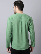 Even Apparels Green Pure Cotton Round Neck Slit Men's Kurta | Grocsy