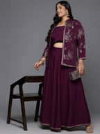 Ahalyaa Women's Traditional Wear Co-ords - Burgundy | Grocsy