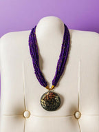 Inhanns Everyday Statement Beaded Pendant Necklace - Purple | Grocsy