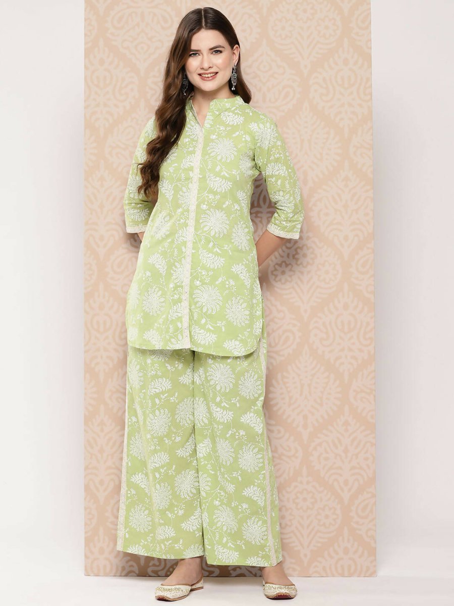 Ahalyaa Women's Traditional Wear Co-ods - Pista Green | Grocsy