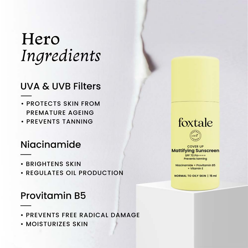 Foxtale SPF 70 Gel-Cream Sunscreen for Oily Skin with PA++++ & Niacinamide | Grocsy