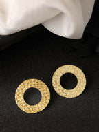 NVR Women Gold-Polished Cut Out Circle Drop Earrings | Grocsy