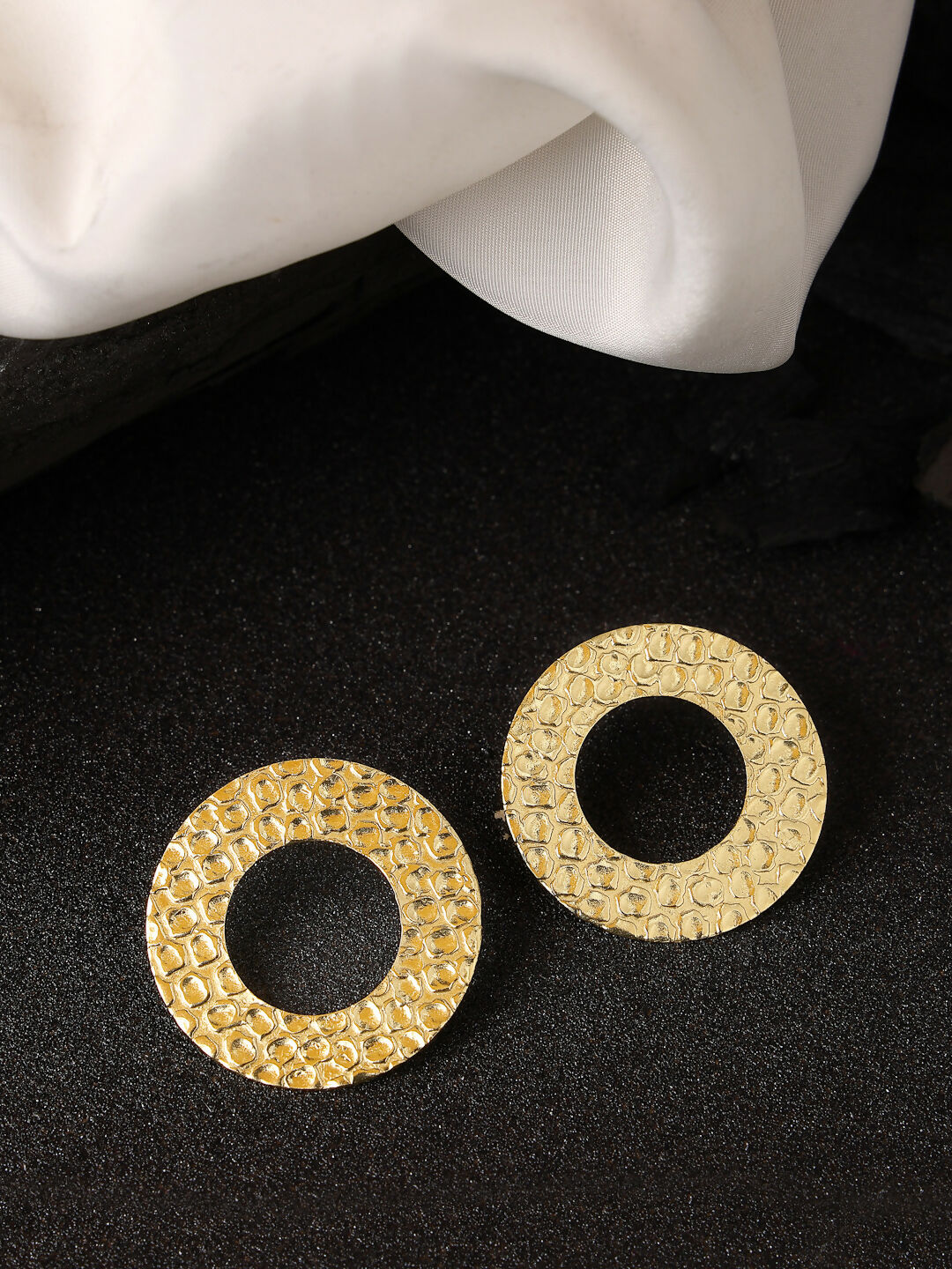 NVR Women Gold-Polished Cut Out Circle Drop Earrings | Grocsy