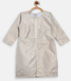 Ahalyaa Poly Silk Gold Printed Straight Kids Kurta With Palazzo For Girls | Grocsy