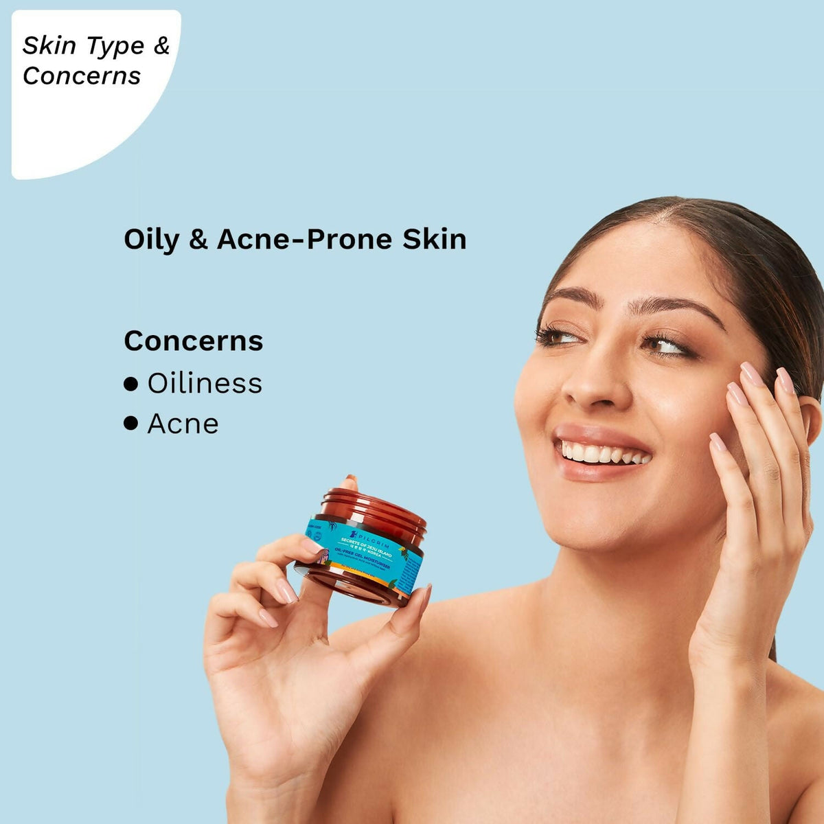 Pilgrim Korean Oil Free Gel Moisturizer with Hyaluronic Acid & Willow Bark Extracts, For Oily & Acne-Prone Skin - Korean Skin Care | Grocsy