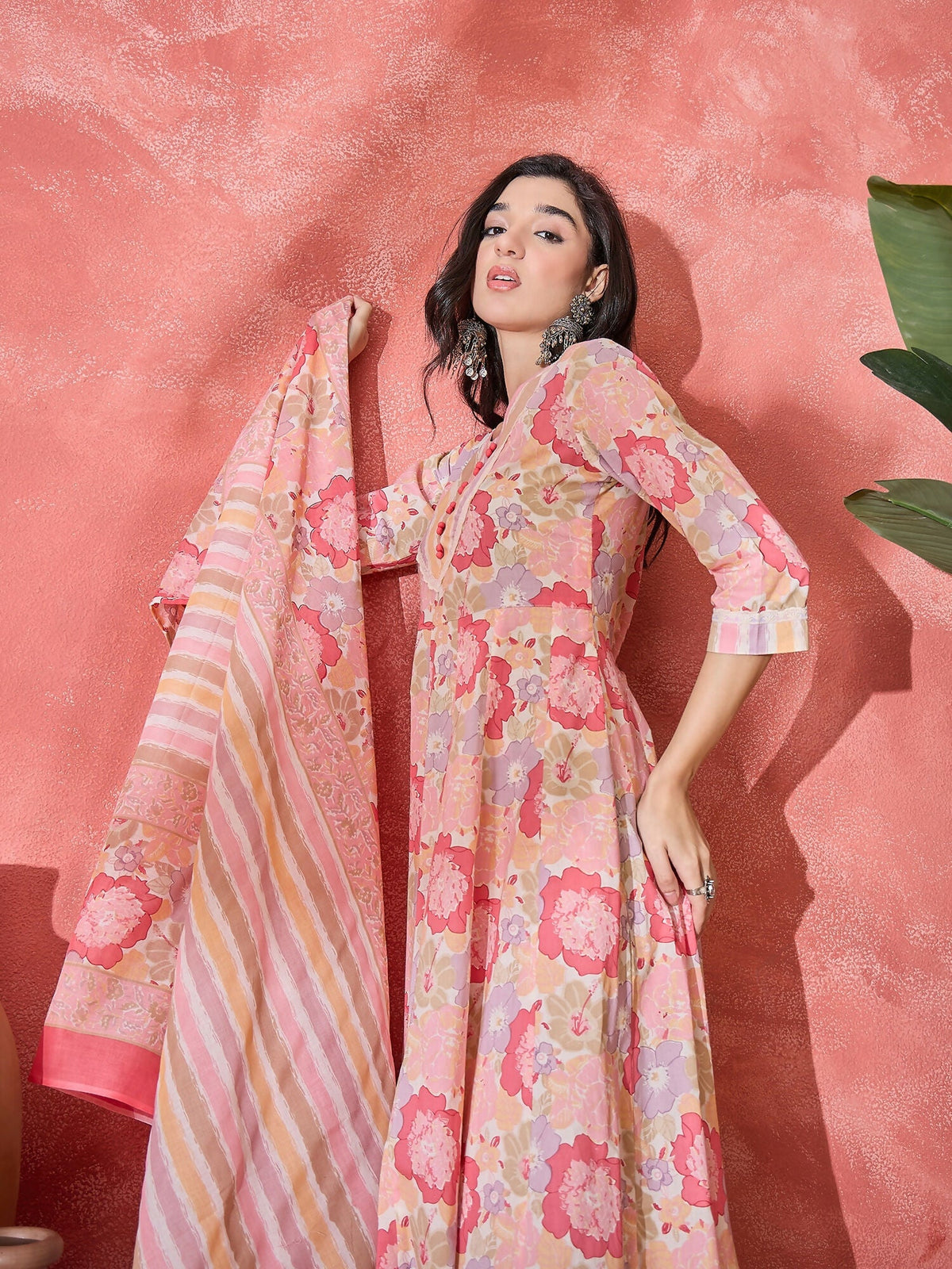 Joban Fashion Printed Pink Pure Cotton Kurta Set | Grocsy