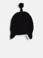 Chutput Kids Woollen Hand Knitted Googly Eyes Detail Cap - Black | Grocsy
